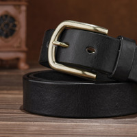 Ceinture WIZNEERK pour homme en cuir de vachette vintage de qualité supérieure, boucle en alliage, durable, légère, moulage monobloc, largeur 3,3 cm