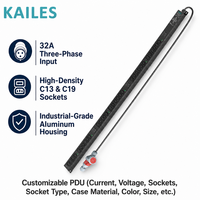 KAILES(KLS) PDU à montage en rack 346-415Vac 32A Prises mixtes C13/C19 Armoire serveur industrielle personnalisée 21kW Noir