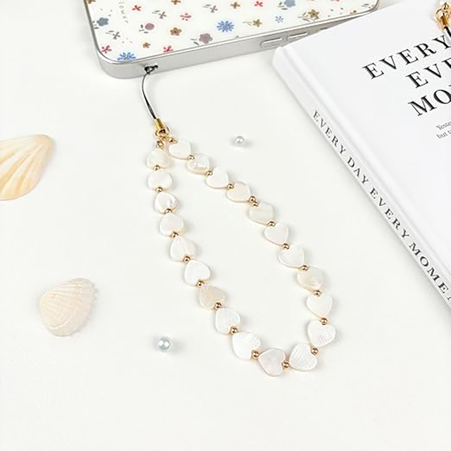 Shell Bead Mobile Phone Straps Heart Clover Bracelet Shaped Beaded Phone Charm Wrist Strap Lanyard Bag Charms Phone Accessory