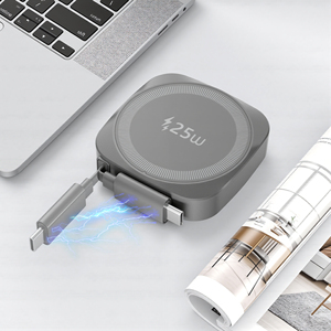 Base <span class=keywords><strong>de</strong></span> Carga Magnética <span class=keywords><strong>de</strong></span> 25W con Cable Retráctil <span class=keywords><strong>de</strong></span> 65W, Estación <span class=keywords><strong>de</strong></span> Carga Inalámbrica 2 en 1 para Tablet, iPhone <span class=keywords><strong>Serie</strong></span> 17/16/15/14/13 - Product Image 2