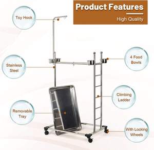 Paslanmaz çelik büyük papağan <span class=keywords><strong>stand</strong></span>ı, kuş oyun <span class=keywords><strong>stand</strong></span>ı papağan Playstand papağan eğitim levrek <span class=keywords><strong>stand</strong></span>ı ile besleme çanaklar - Product Image 4