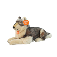 Peluche Loup Réaliste en Gros d'Usine en Stock, Animal en Peluche Brodé, Coton PP, Personnalisé OEM ODM, Cadeau pour Enfants