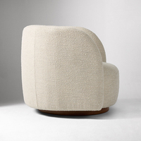 Modern 360 °   Fauteuil pivotant en tissu bouclé avec base en bois massif pour salon et hôtel