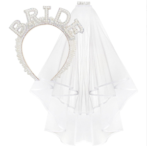 Go Party <span class=keywords><strong>Despedida</strong></span> <span class=keywords><strong>de</strong></span> <span class=keywords><strong>soltera</strong></span> Decoraciones Regalo <span class=keywords><strong>de</strong></span> <span class=keywords><strong>despedida</strong></span> <span class=keywords><strong>de</strong></span> <span class=keywords><strong>soltera</strong></span> Perla <span class=keywords><strong>Diadema</strong></span> <span class=keywords><strong>de</strong></span> novia <span class=keywords><strong>con</strong></span> <span class=keywords><strong>velo</strong></span> TRIBE GRAD MRS WIFEY Banda <span class=keywords><strong>para</strong></span> el cabello <span class=keywords><strong>Velo</strong></span> - Product Image 4