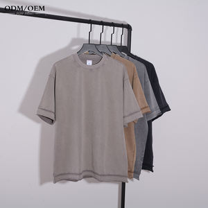 Camiseta AR062 Retro Hip Hop de Gran Tamaño, Estilo Batik Lavado, Manga Corta, Lisa, Marca de Moda Urbana - Product Image 1