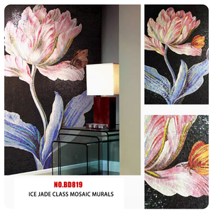 Mosaïque de verre moderne à motif floral 120x240cm pour la décoration murale intérieure de piscine, murale, résistante à l'eau, écologique - Product Image 1