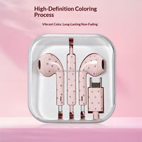 Écouteurs filaires USB Type C personnalisés avec motif étoile mignon, semi intra-auriculaires avec micro pour smartphone Samsung – Vente en gros