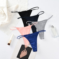 Tanga de Algodón para Mujer, Cintura Baja, Color Sólido, Suave y Transpirable, Ropa Interior para Uso Diario, Lencería, Paquete Múltiple
