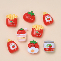 Charmes en résine de tomate, dessins animés, sauce tomate rouge, frites, charme de cuisine pour coque de téléphone