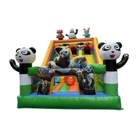 Château gonflable thème animaux en promotion, château gonflable Panda Chine avec toboggan, taille et couleur personnalisables, certifié CE