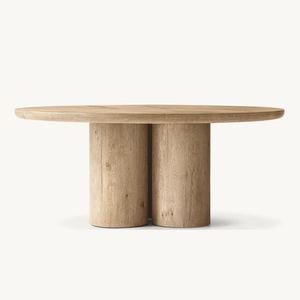 طاولة طعام دائرية عصرية للمطبخ بقاعدة خشبية صلبة - Product Image 2