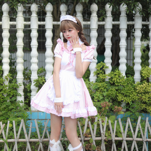 Akihabara Japanese Maid Outfit Pink Cosplay Costume Lolita Cute Girl Dress Spring 2023 Polyester Fabric - Product Image 1