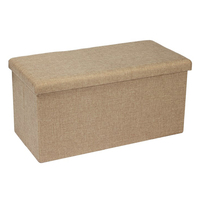 Bailey grand banc d'organisateur de pouf de stockage de repose-pieds pliant en lin pour économiser de l'espace et du salon