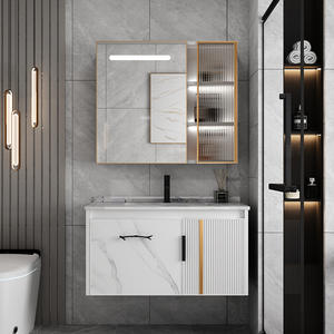 Aluminio montado en la pared de diseño moderno para juego de tocador de baño Gabinete de fregadero resistente al agua para uso hotelero Artículo de liquidación - Product Image 2