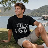 Camiseta Personalizada 100% Algodón con Estampado de Fútbol "¿Qué es la Vida Sin Objetivos?", Camiseta Casual de Cuello Redondo y Manga Corta para Aficionados al Fútbol