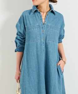 Autunno inverno Casual abito in Denim allentato da donna abbellimenti con bottoni di alta qualità tessuto stampato digitale per stile Comfort - Product Image 4