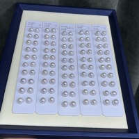 Perles d'Eau Douce Naturelles 9-10mm Blanc Froid Edison, Paire, Forme Bouton, Haute Brillance, Vente en Gros pour la Fabrication de Boucles d'Oreilles