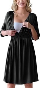 Robe d'allaitement de maternité à col en V et manches courtes, en tricot côtelé, vêtements de <span class=keywords><strong>grossesse</strong></span> S-XXXL - Product Image 3