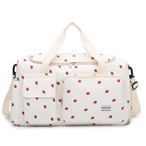 Sac de voyage presbytie multifonctionnel et léger en tissu Oxford, grande capacité, motif fraise, fermeture éclair, tendance, en promotion - Product Image 4