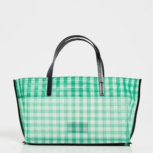 Custom Summer Green Checkered Pattern Mini Mesh Waterproof Portable Tote <b>Open</b> Swimming Pool Organizer Bag for <b>Storage</b> Winter - Product Image 1
