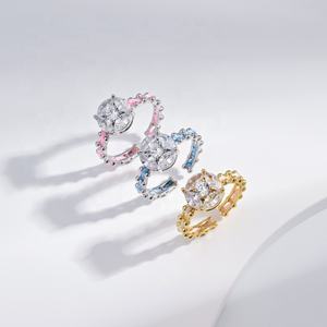 Anillo de plata de ley 925 con cadena de cuerda roja, anillo personalizado estilo western, anillos ajustables de diseñador para mujer y niña, chapados en oro de 14k. - Product Image 1