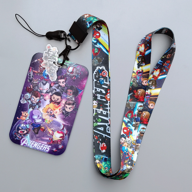 Anime Cool Cartoon Marvel Spider Man Hulk Thor Design Card Holder Lanyards Custom ID Name Badge Card Case Plastic Card Cover Image 2