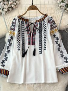 Primavera e autunno stile etnico retrò a maniche lunghe girocollo ampio Pullover ricamato maglia Casual da <span class=keywords><strong>donna</strong></span> - Product Image 2
