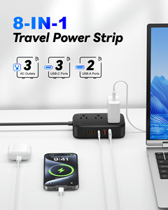 Enchufe de Extensión de 3 Tomas con 3 Puertos USB-C y 2 Puertos USB-A, Cable de 1.5m, Diseño de Seguridad ABS Negro para Uso Residencial - Product Image 2