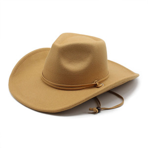 Sombrero de vaquero con logotipo estampado <span class=keywords><strong>Invierno</strong></span> Nuevo diseño Sombreros Fedora Mujeres Venta al por mayor <span class=keywords><strong>2023</strong></span> Sombreros de vaquero para hombre con cuerda cortavientos - Product Image 5
