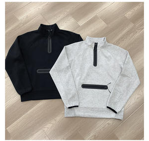 Jersey personalizado con cremallera capa de aire de punto <span class=keywords><strong>sudadera</strong></span> de algodón hombres Casual Quarter Zip hombres sudaderas con capucha - Product Image 1