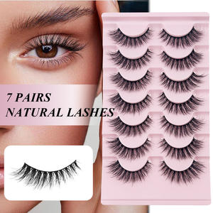 <span class=keywords><strong>Cils</strong></span> 3D Fluffy, <span class=keywords><strong>Cils</strong></span> Naturels Doux Réutilisables, <span class=keywords><strong>Cils</strong></span> D Curl Cat Eye Wispy, Faux <span class=keywords><strong>Cils</strong></span> <span class=keywords><strong>Courts</strong></span> Croisés, 7 Paires de Faux <span class=keywords><strong>Cils</strong></span> - Product Image 1