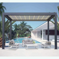 3x3m, 4x3m Bioklimatische Windgeschützte, Wasserdichte Aluminium-Lamellendach-Pergola, Aluminium-Pavillon nach Maß