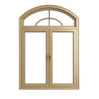 Fenêtre en alliage d'aluminium cintrée de luxe de style européen |   Fenêtre à battant de villa de style victorien en or champagne, certifiée Energy Star