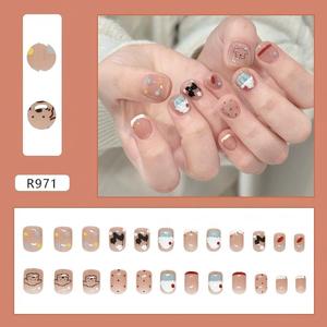 Uñas postizas cuadradas con diseño de rodajas de <span class=keywords><strong>naranja</strong></span> pintadas a mano, estilo fresco de verano, para minoristas de playa - Product Image 4
