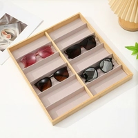 Cadeau d'usine personnalisable étui de voyage en cuir PU fente multiple lunettes en bois montre stockage classique lunettes de soleil présentoir
