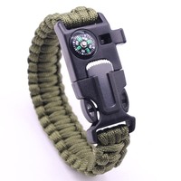 Kit de survie multifonctionnel chercher silex cutter sifflet 7 core saving outdoor compass aventure parapluie corde bracelet
