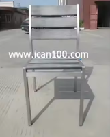 Chaises empilables de jardin en teck noir, chaises de restaurant en aluminium, plastique et bois, chaises d'extérieur