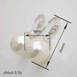 Pendientes elegantes chapados en oro blanco 925 con perlas Akoya para mujer, joyería de perlas cultivadas redondas de estilo clásico para boda - Product Image 5