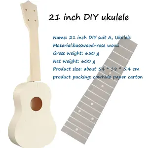 Kits DIY en gros pour ukulélé acoustique de 21 pouces, à personnaliser avec <span class=keywords><strong>dessin</strong></span> ou motif coloré, jouets pour enfants - Product Image 6