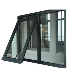Cadre en aluminium moderne de qualité parfaite, conception de fenêtre d'auvent, Double rideau de maison, <span class=keywords><strong>baie</strong></span> Patio jardin fenêtre à battants français - Product Image 1