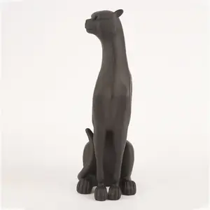 Jiayi סיטונאי Creative מודרני שרף בעבודת מופשט שחור גדול יותר מדיטציה חתול פסל