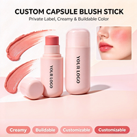 Stick de blush rond personnalisé de haute qualité avec logo, pigments minéraux, formule crémeuse, pour marques de beauté, vente en gros