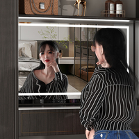 Miroir de maquillage électrique avec lumière LED, grand miroir pour chambre à coucher, miroir intelligent moderne à levage automatique pour armoire