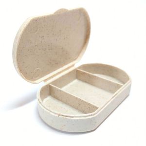 Boîte à pilules promotionnelle en paille de blé, 3 compartiments, matériau respectueux de l'environnement, mini étui à pilules portable de voyage - Product Image 4