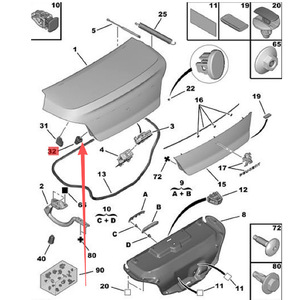Peugeot Citroen 508 Rear Door <b>Cushioning</b> Rubber <b>Pad</b> 8733AR Original Replacement Part - Product Image 1