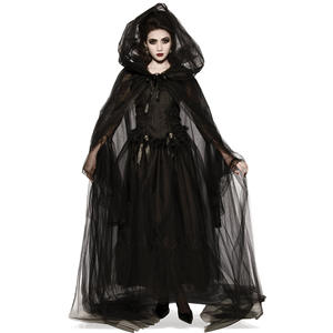 Robe de soirée d'halloween sexy de style sombre pour femmes avec cape nouvelle performance de cosplay pour les costumes de films et de télévision - Product Image 5