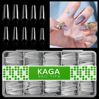 Faux-ongles en forme de cercueil moyen pour femmes, pointes d'ongles, transparentes, personnalisées, en acrylique, demi-couverture, vente en gros, pièces