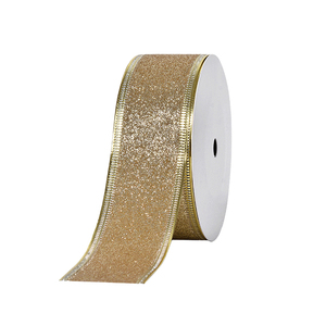 Pita Grosgrain Glitter Jacquard Katun 10 Yard 38mm Ramah Lingkungan Pita Natal Tepi Kawat 4 Warna Logo Custom Tersedia - Product Image 4