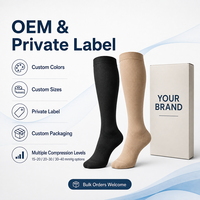 Chaussettes de compression médicale graduée 20-30 mmHg, hauteur genou, bout fermé, pour femmes et hommes, OEM, marque privée