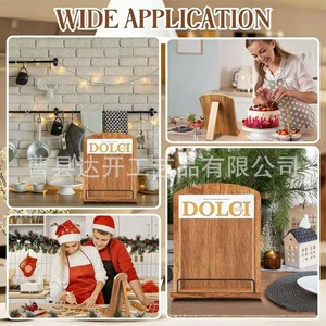 Estante de madera para recetas con soporte metálico para páginas, ángulo ajustable, soporte de exhibición para encimera de cocina, para libros de cocina y menús - Product Image 3